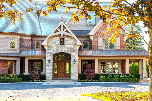 exterior front entry of custom built home